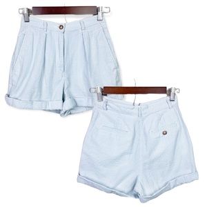 Vintage Shorts High Waist 90s Does 50s 2 Gingham Baby Blue